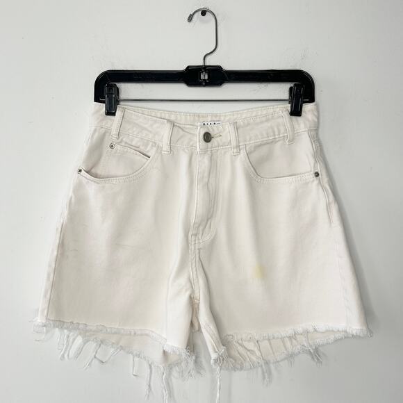 DISSH Denim Shorts Womens Size 10 Project Upcycle Dye Flawed Festival Summer - Picture 1 of 9